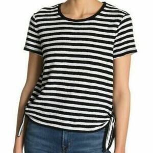 Madewell Black & White Striped Modern Side Tie Cotton Tee Size M